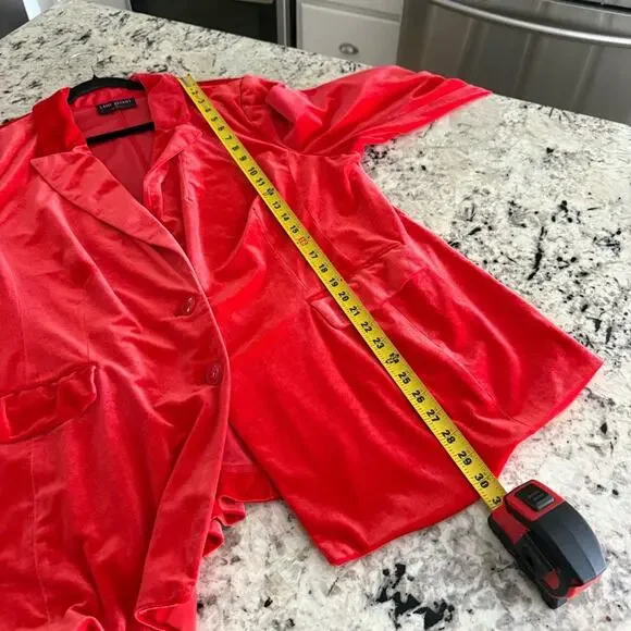 Lane Bryant Red Velvet Blazer Jacket 22 - Picture 12 of 16